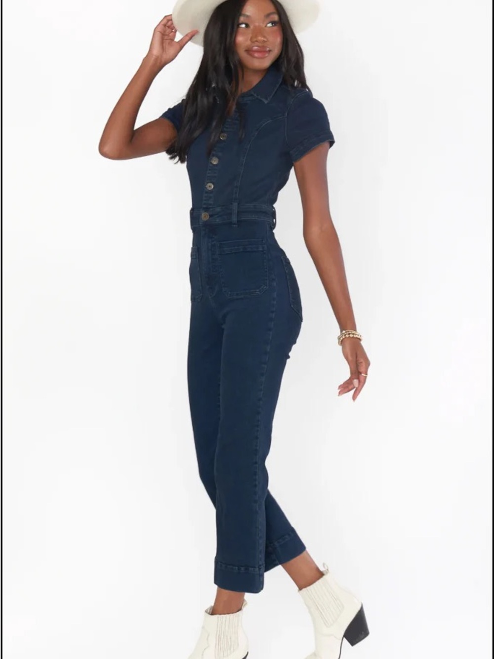 Show Me Your MuMu Dark Blue Denim Jumpsuit